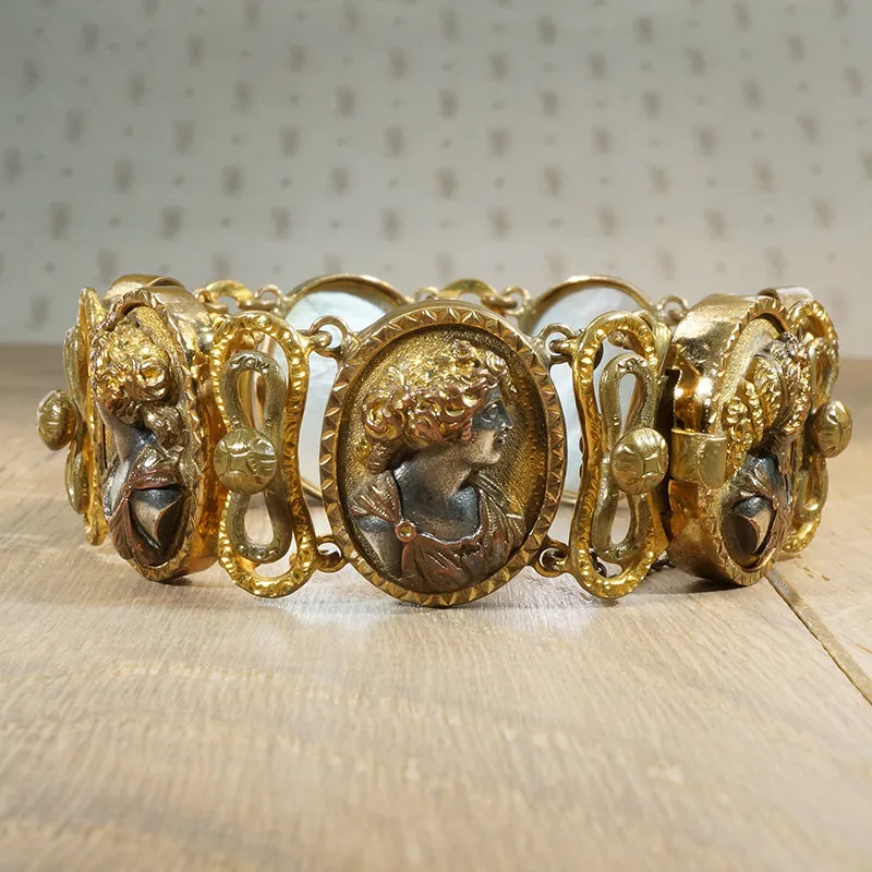 Silver and Gold Repoussé Cameo Bracelet c1800