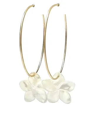 Silver Girl Large MOP Flower Hoop