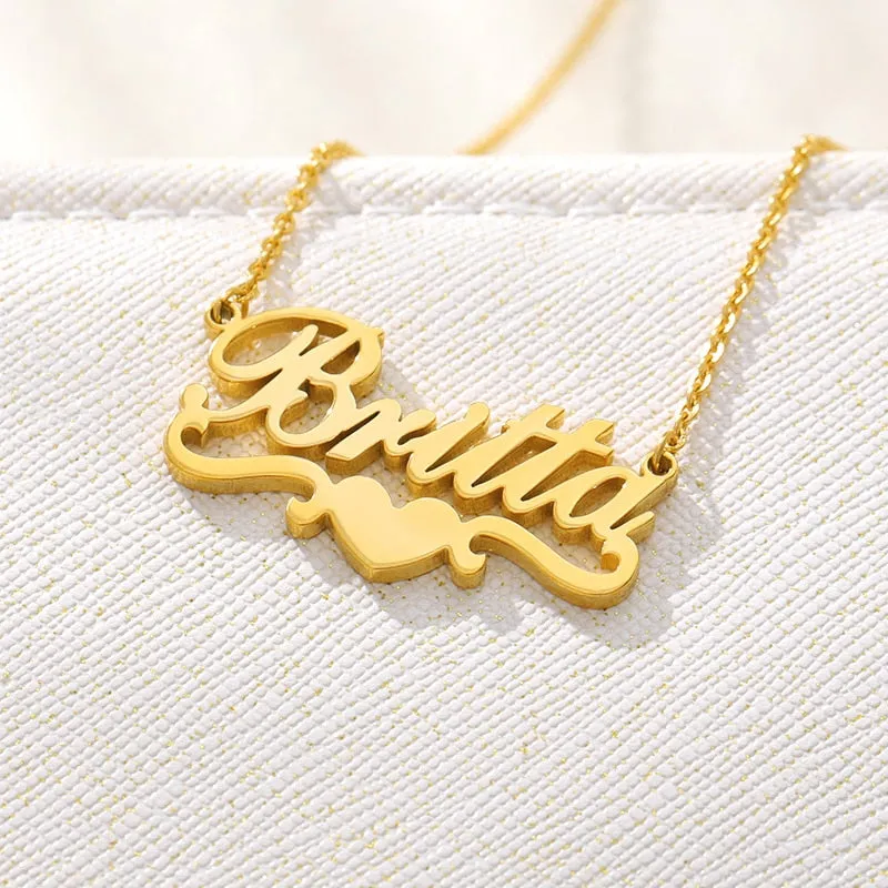 Simple Custom Name Heart Necklace