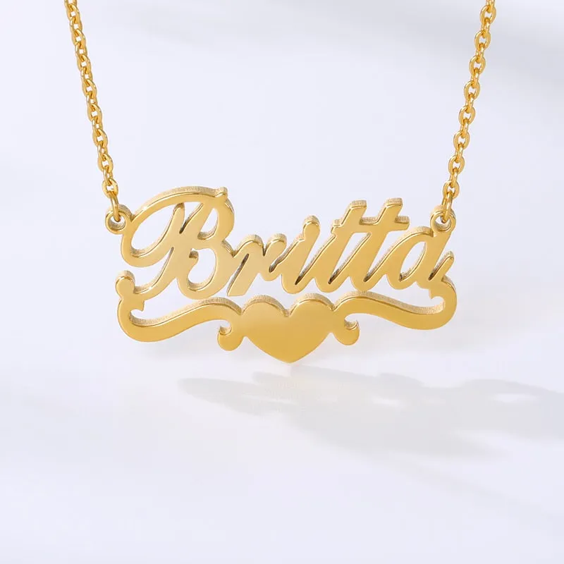 Simple Custom Name Heart Necklace