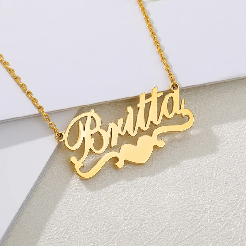 Simple Custom Name Heart Necklace