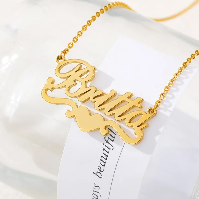 Simple Custom Name Heart Necklace