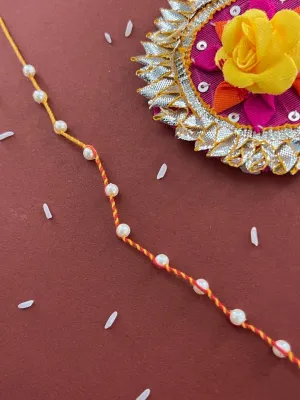 Simple Designer Pearl Rakhi Thread For Raksha Bandhan