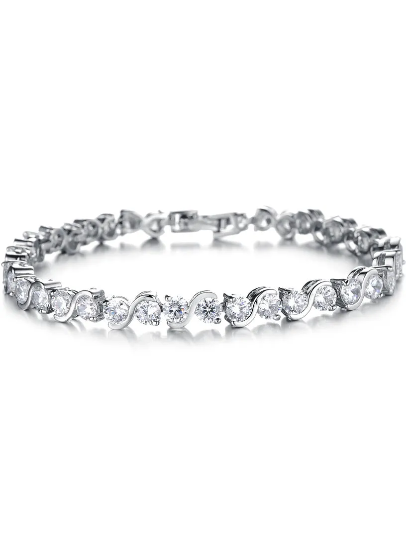 Simple Flash Diamond Platinum Girl Bracelet
