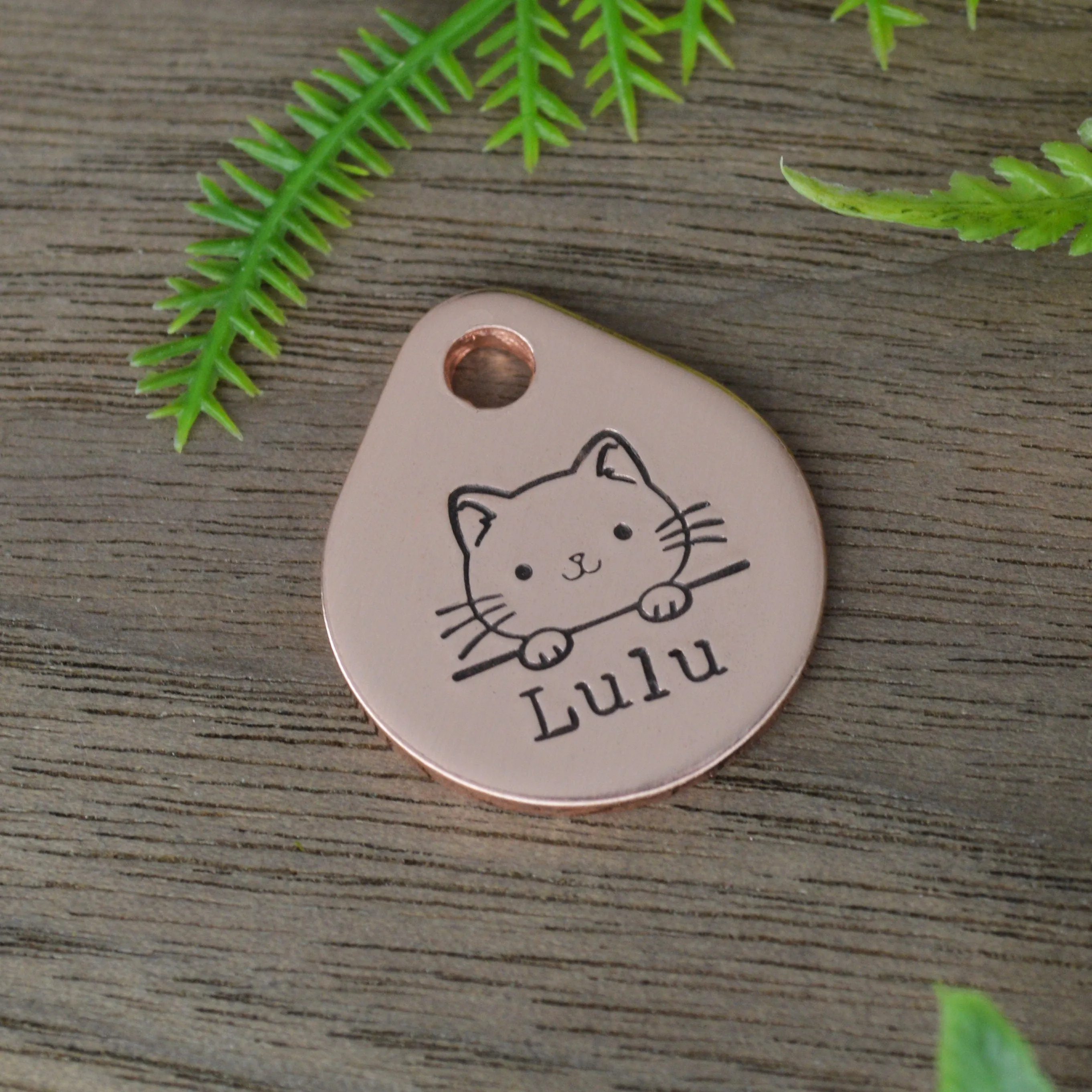 Simple Kitten Hand Stamped Cat Tag