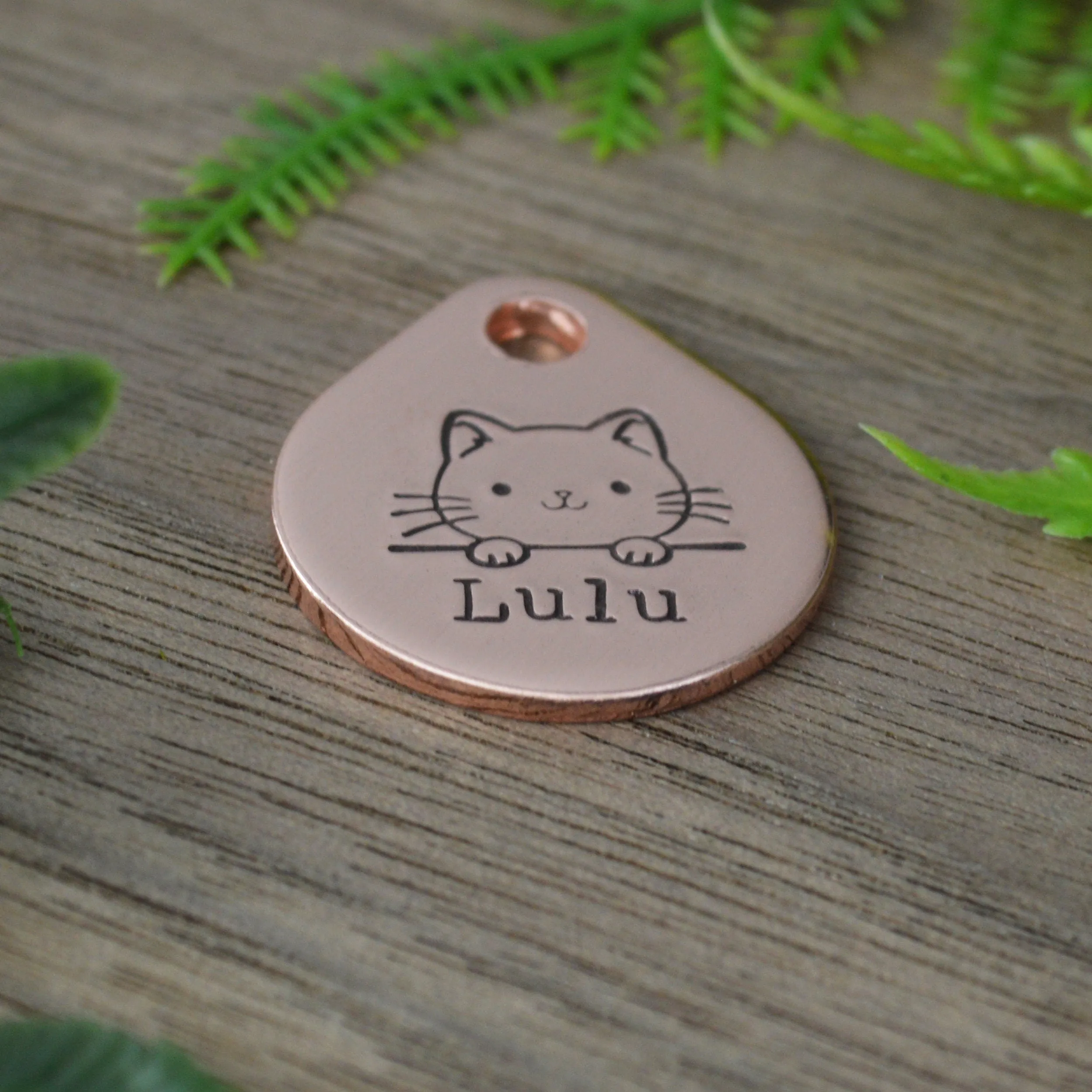 Simple Kitten Hand Stamped Cat Tag