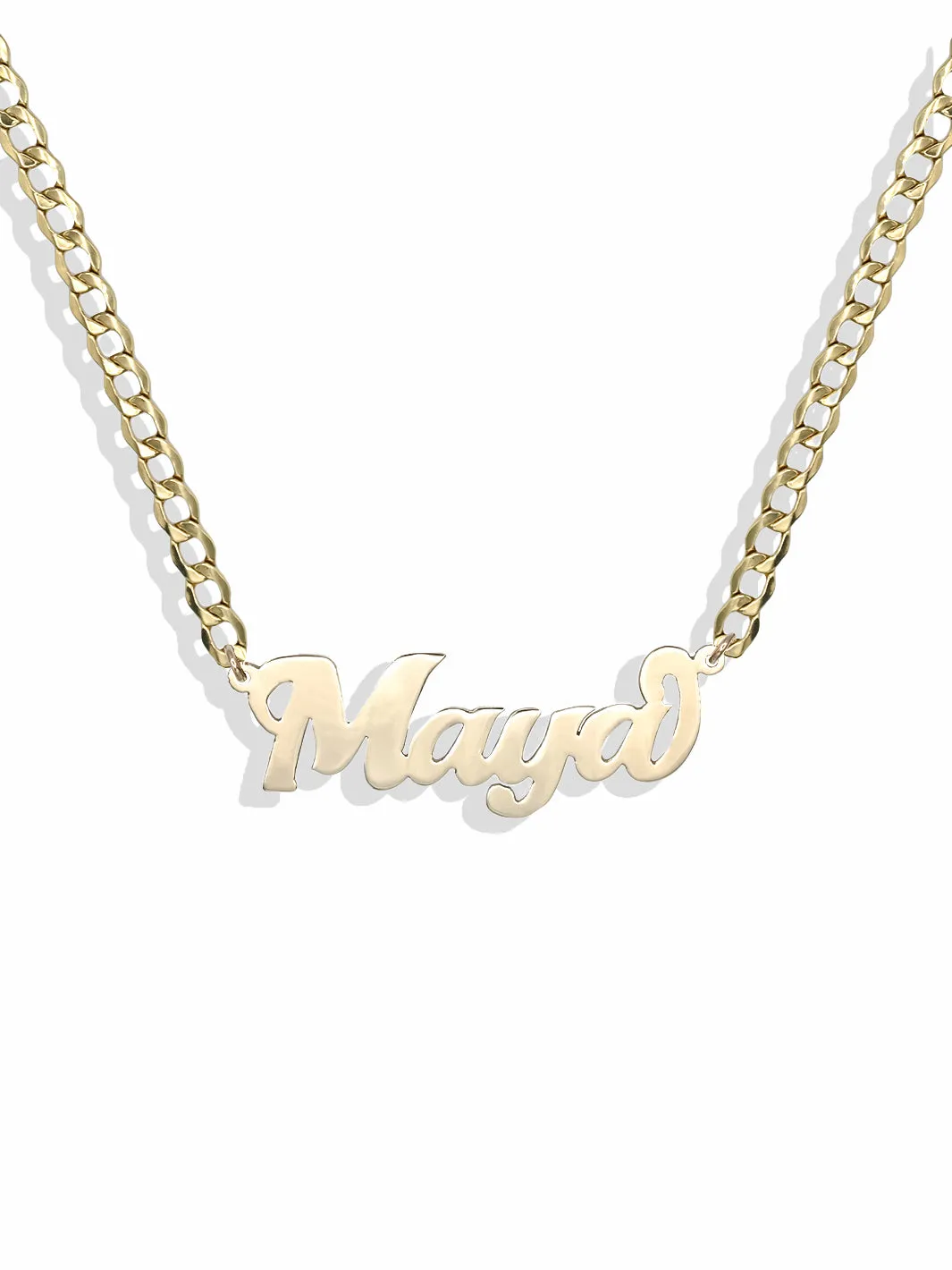 Single-Plate Name Necklace Simple Script