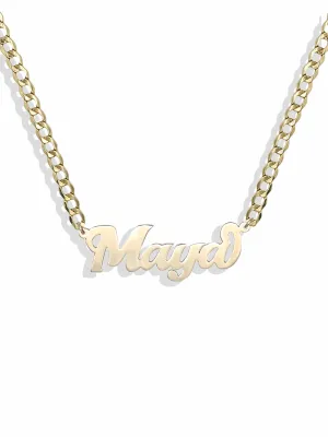 Single-Plate Name Necklace Simple Script
