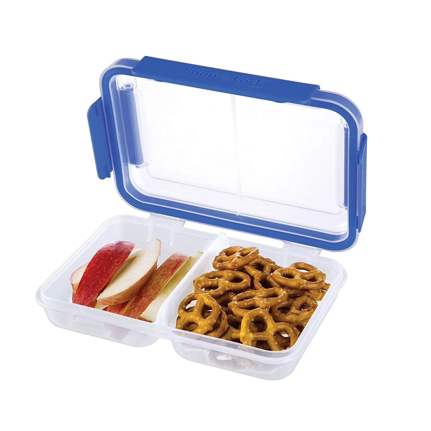 SnapLock by Progressive Split Container - Blue, SNL-1002B Easy-To-Open, Leak-Proof Silicone Seal, Snap-Off Lid, Stackable, BPA FREE