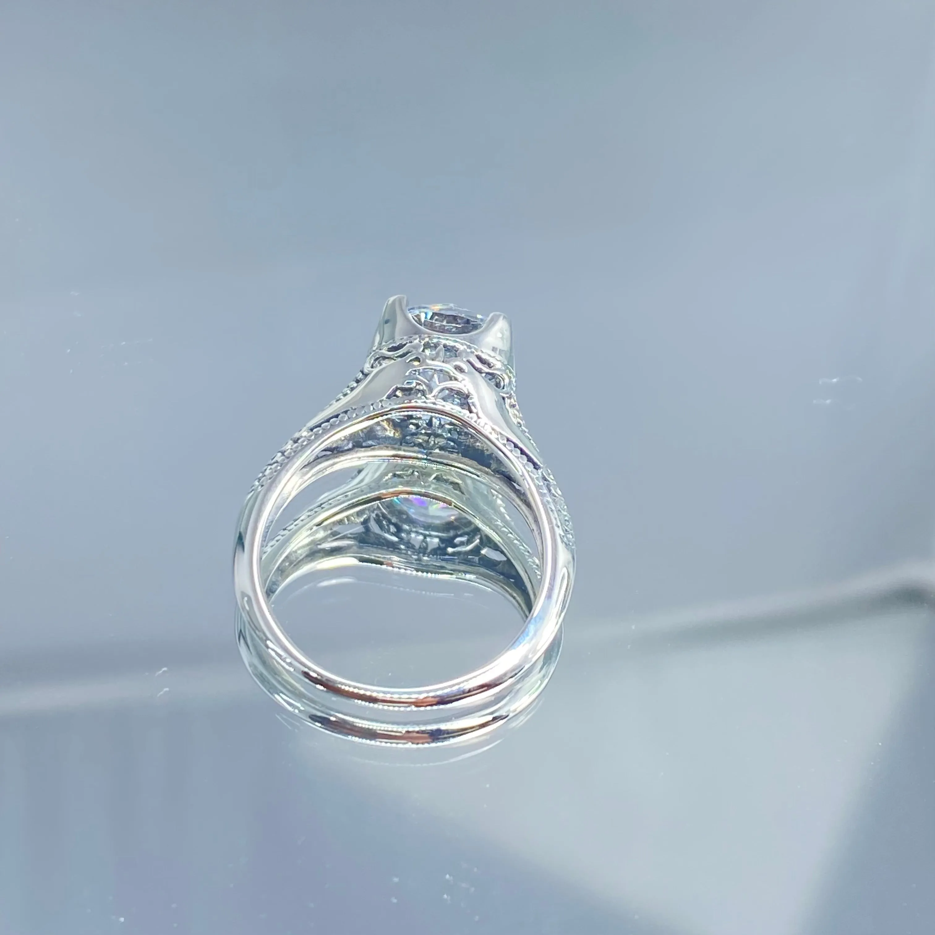 Solitaire Ring, Size 7, White Cubic Zirconia (CZ) Victorian Jewelry #D178 - Ready to Ship