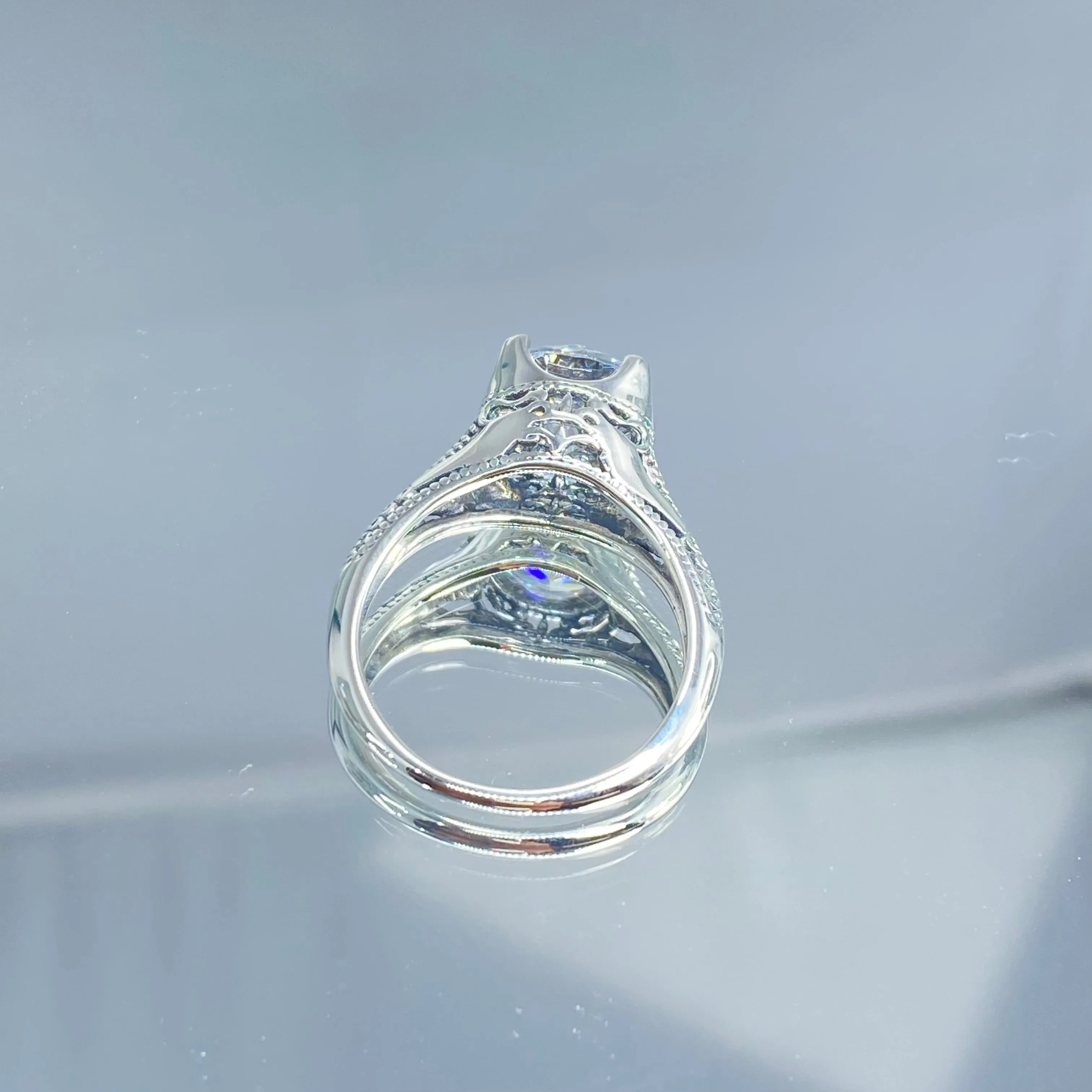 Solitaire Ring, Size 7, White Cubic Zirconia (CZ) Victorian Jewelry #D178 - Ready to Ship