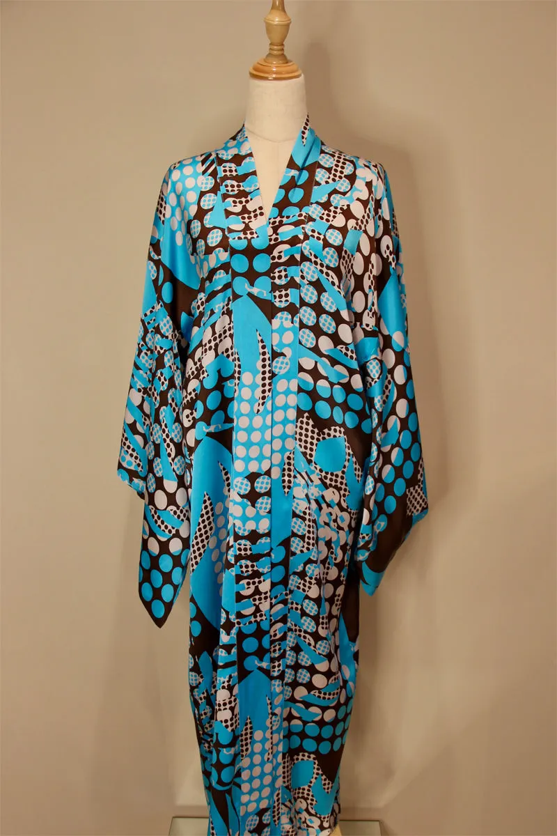 Sophisticated Long Jacket Light Blue Kimono