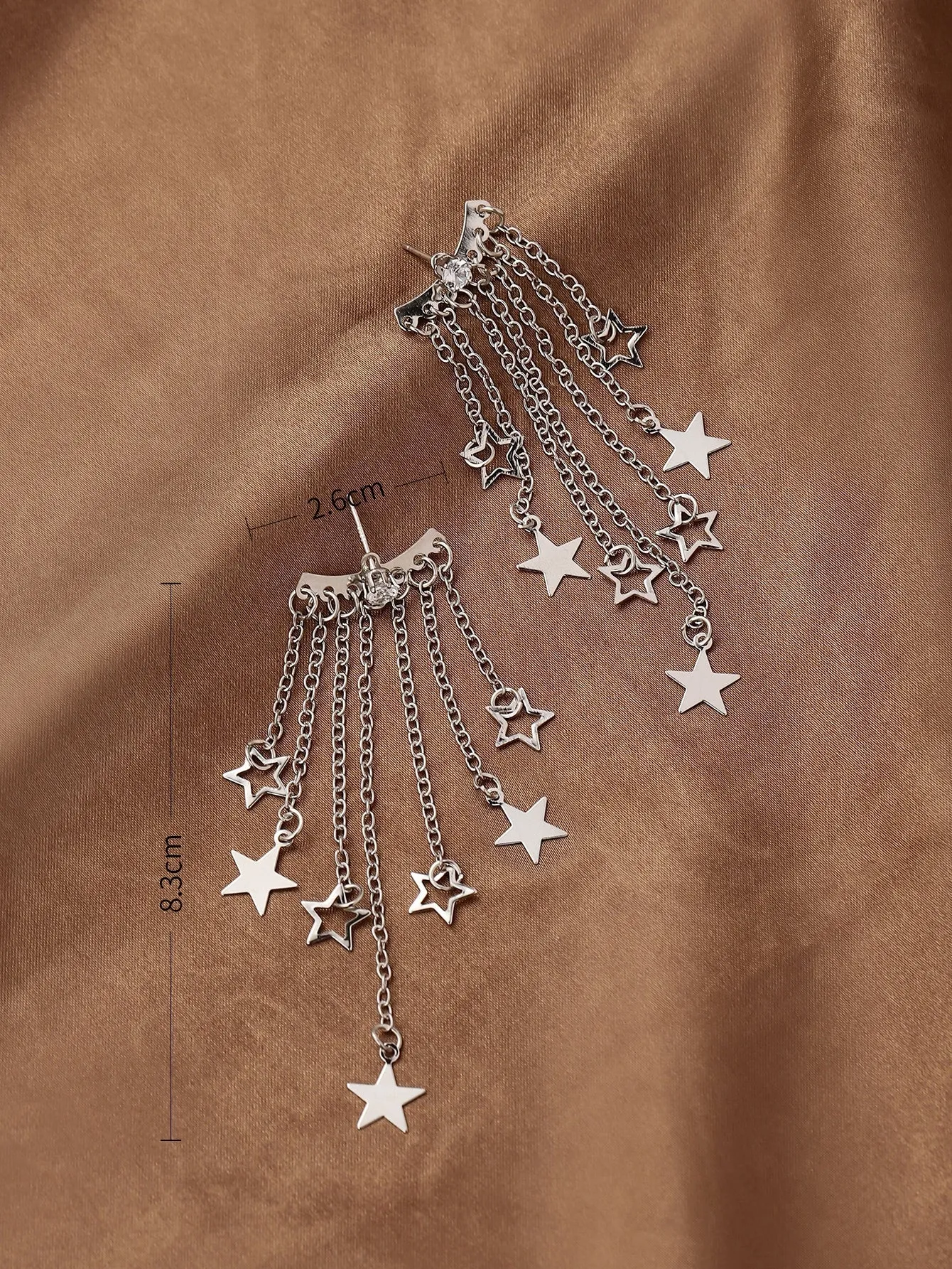 Star Tassel Decor Earrings - Silver