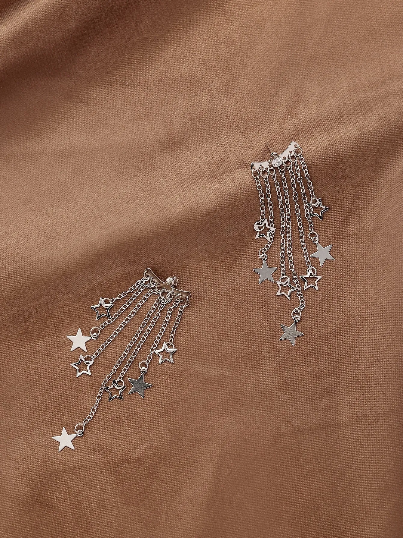 Star Tassel Decor Earrings - Silver