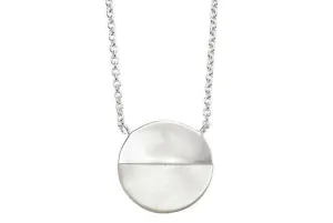 Sterling Silver & Mother of Pearl Round Disc Pendant Necklace