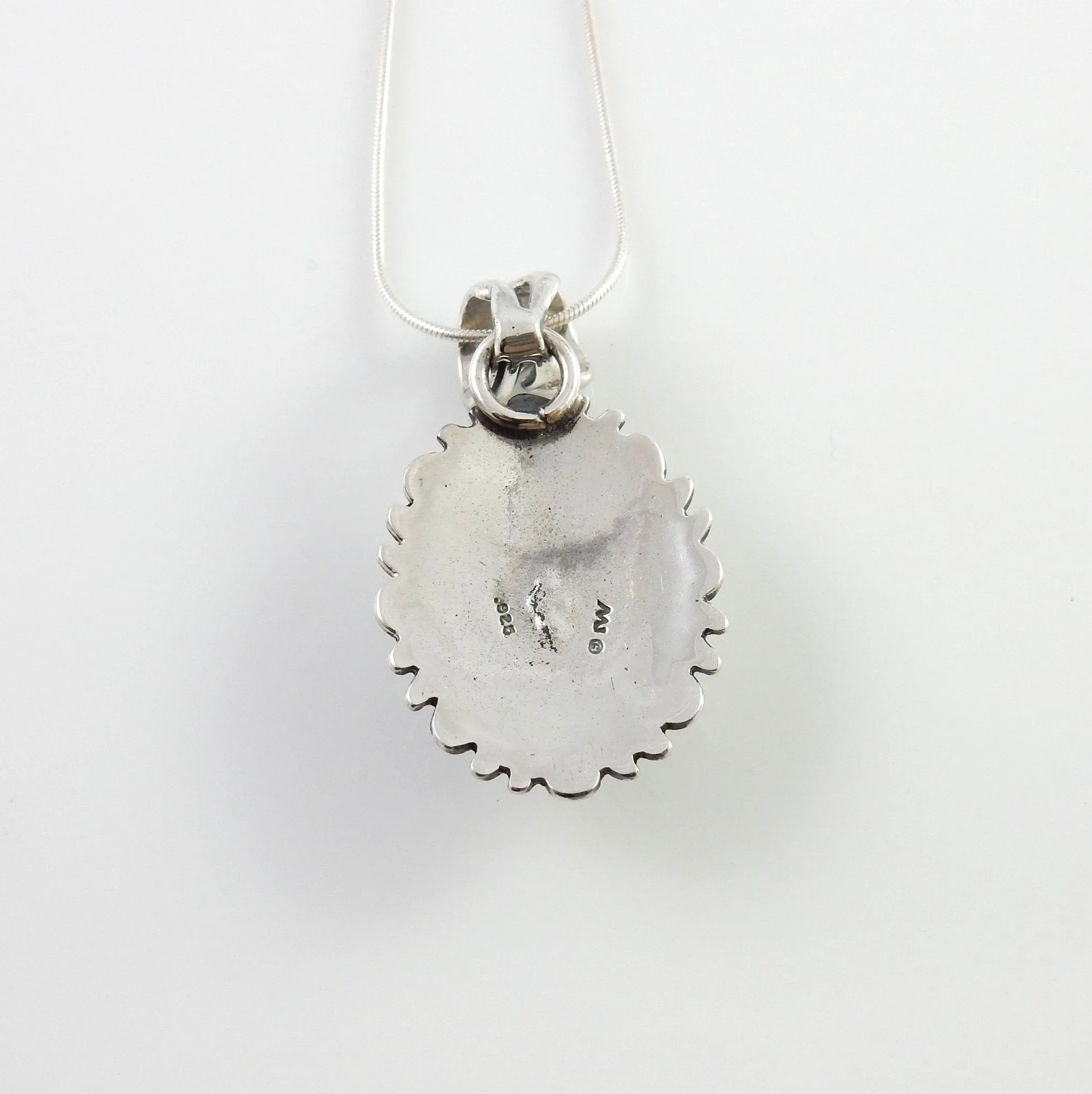 Sterling Silver Blue Topaz Handmade Oval Pendant