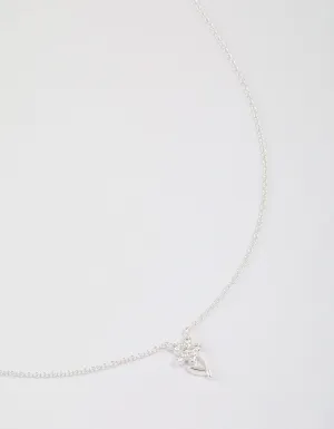 Sterling Silver Cubic Zirconia Stem Necklace