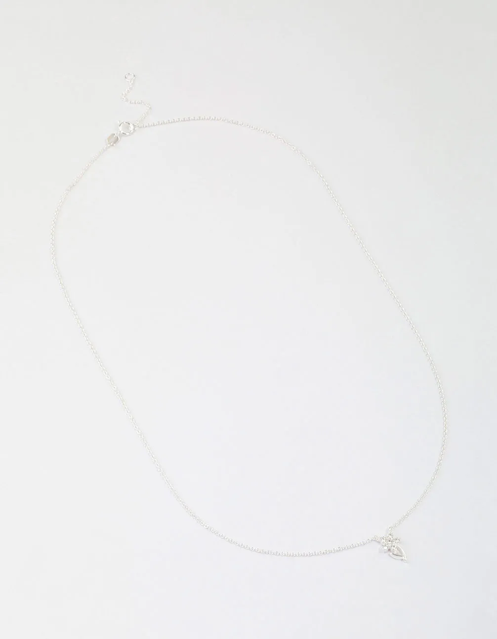 Sterling Silver Cubic Zirconia Stem Necklace