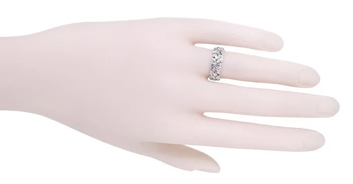 Sterling Silver Filigree Calla Lilies Band- 6.6mm Wide Floral Ring