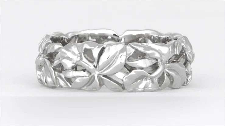 Sterling Silver Filigree Calla Lilies Band- 6.6mm Wide Floral Ring