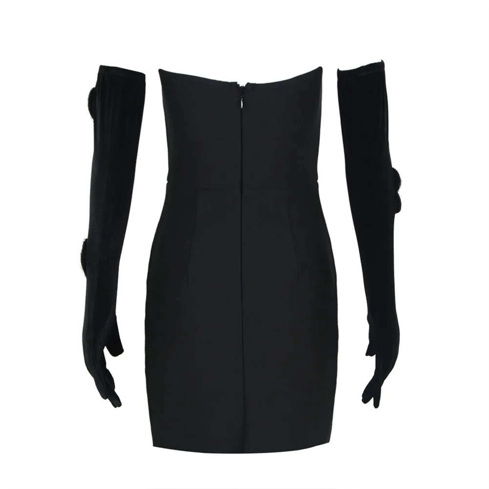 Strapless Sleeveless Rhinestone Mini Bandage Dress HL9588