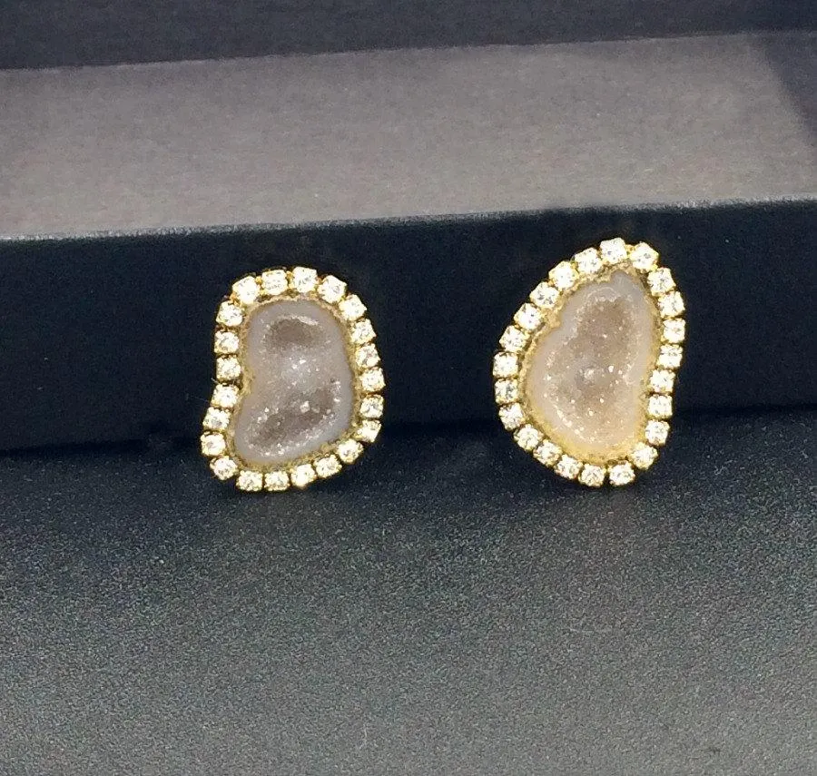 Tabasco Geode and Druzy Diamond Look Earrings