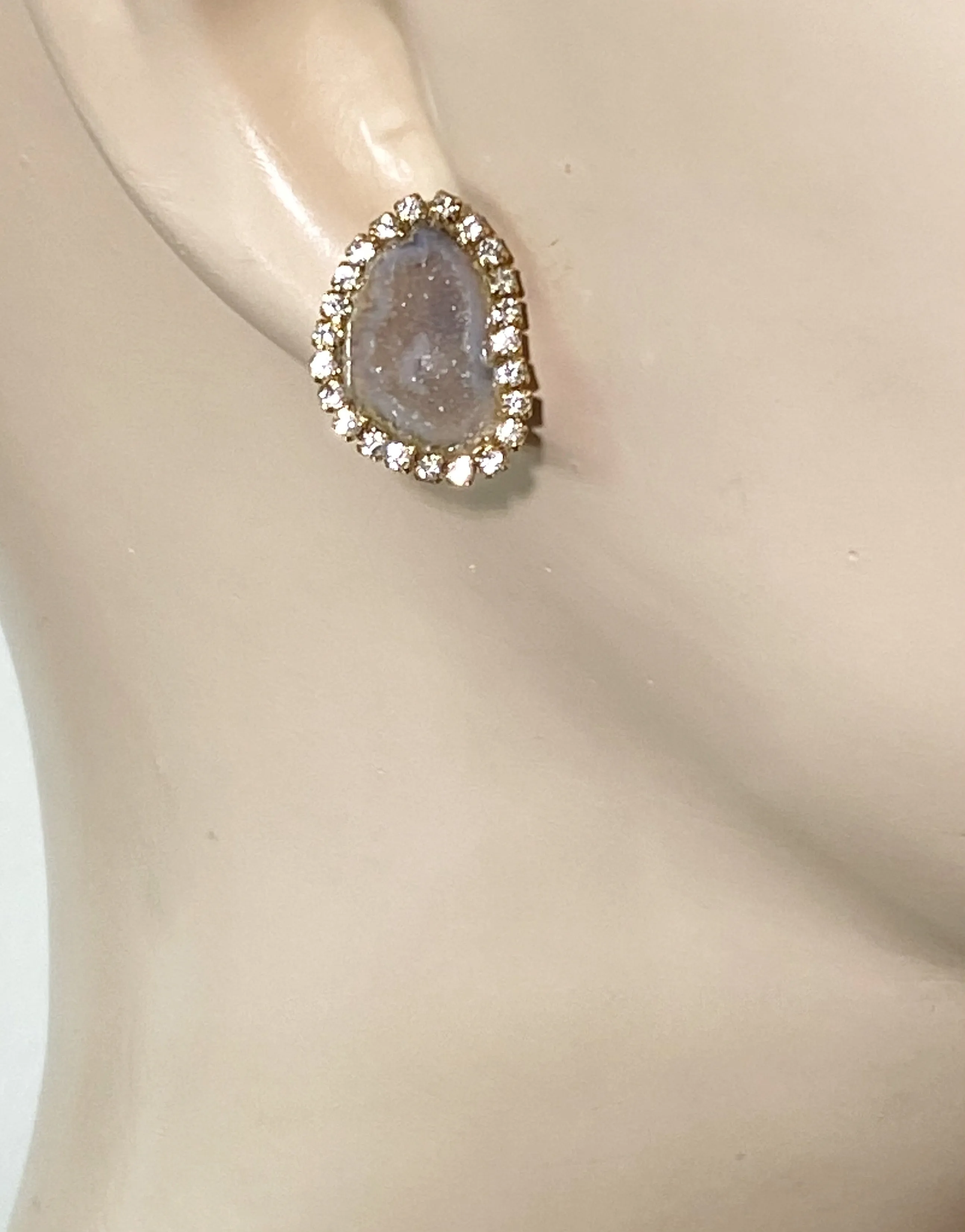 Tabasco Geode and Druzy Diamond Look Earrings