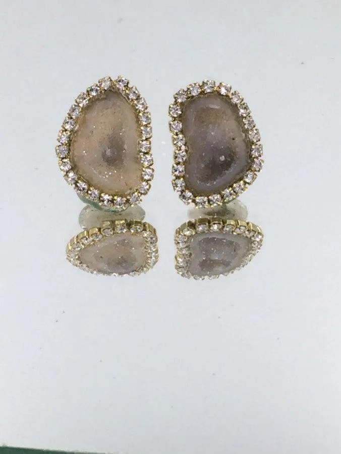 Tabasco Geode and Druzy Diamond Look Earrings