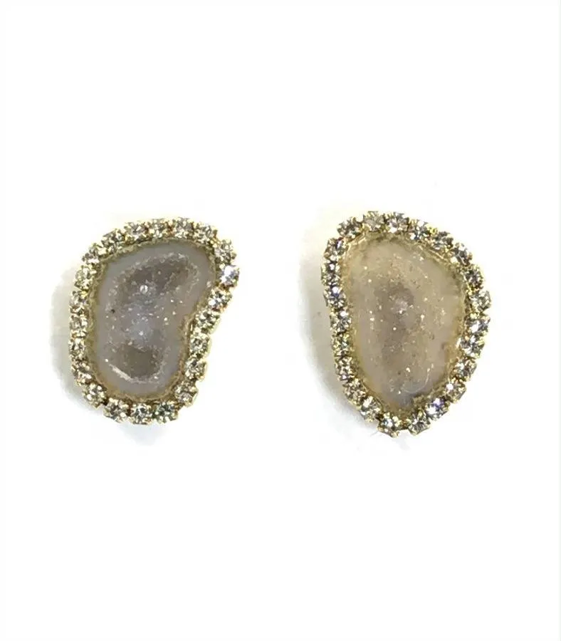 Tabasco Geode and Druzy Diamond Look Earrings