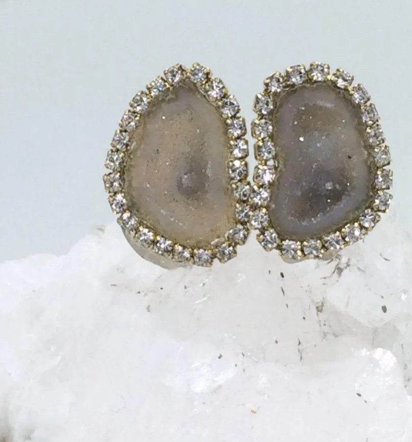 Tabasco Geode and Druzy Diamond Look Earrings