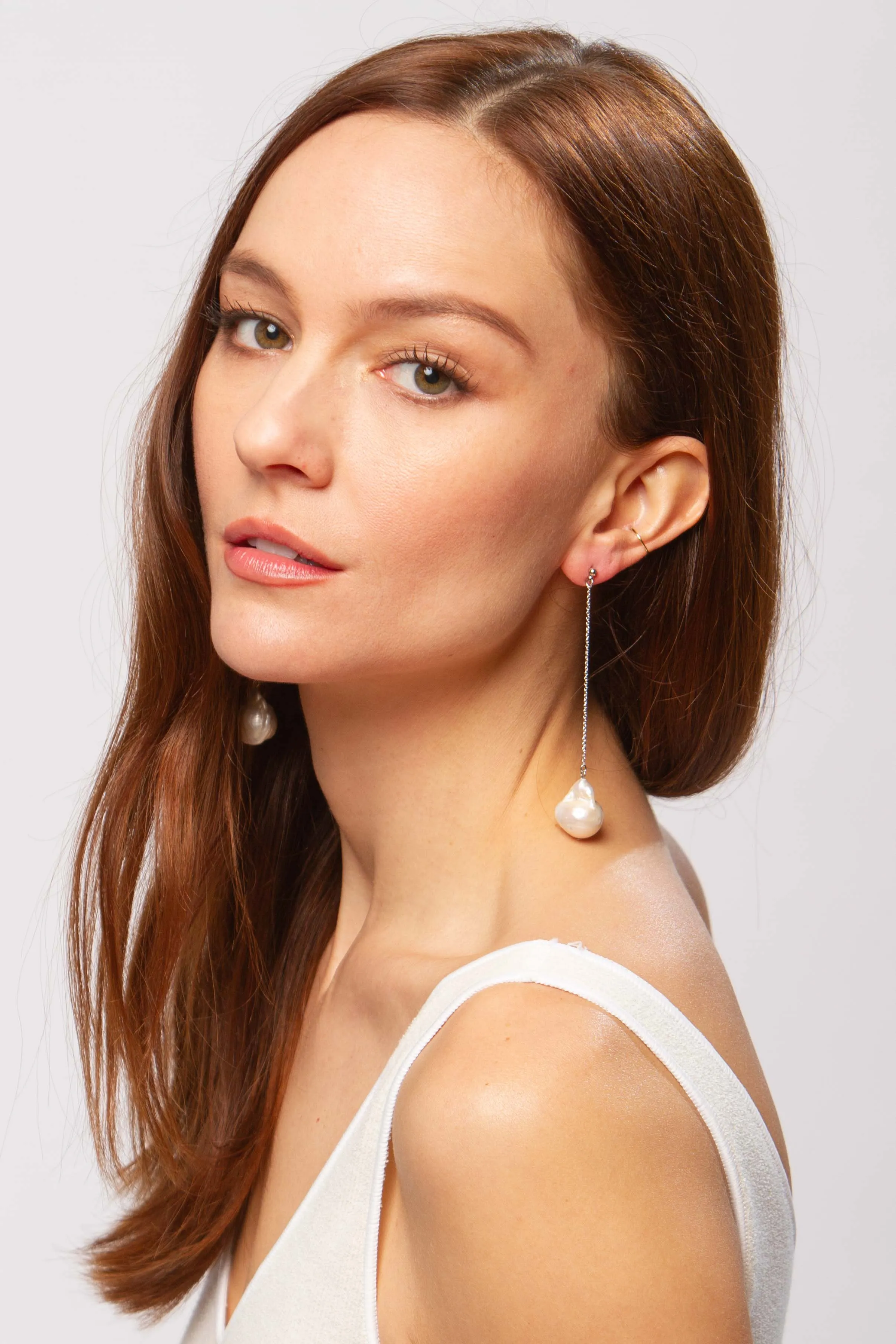 Tali white pearl earrings