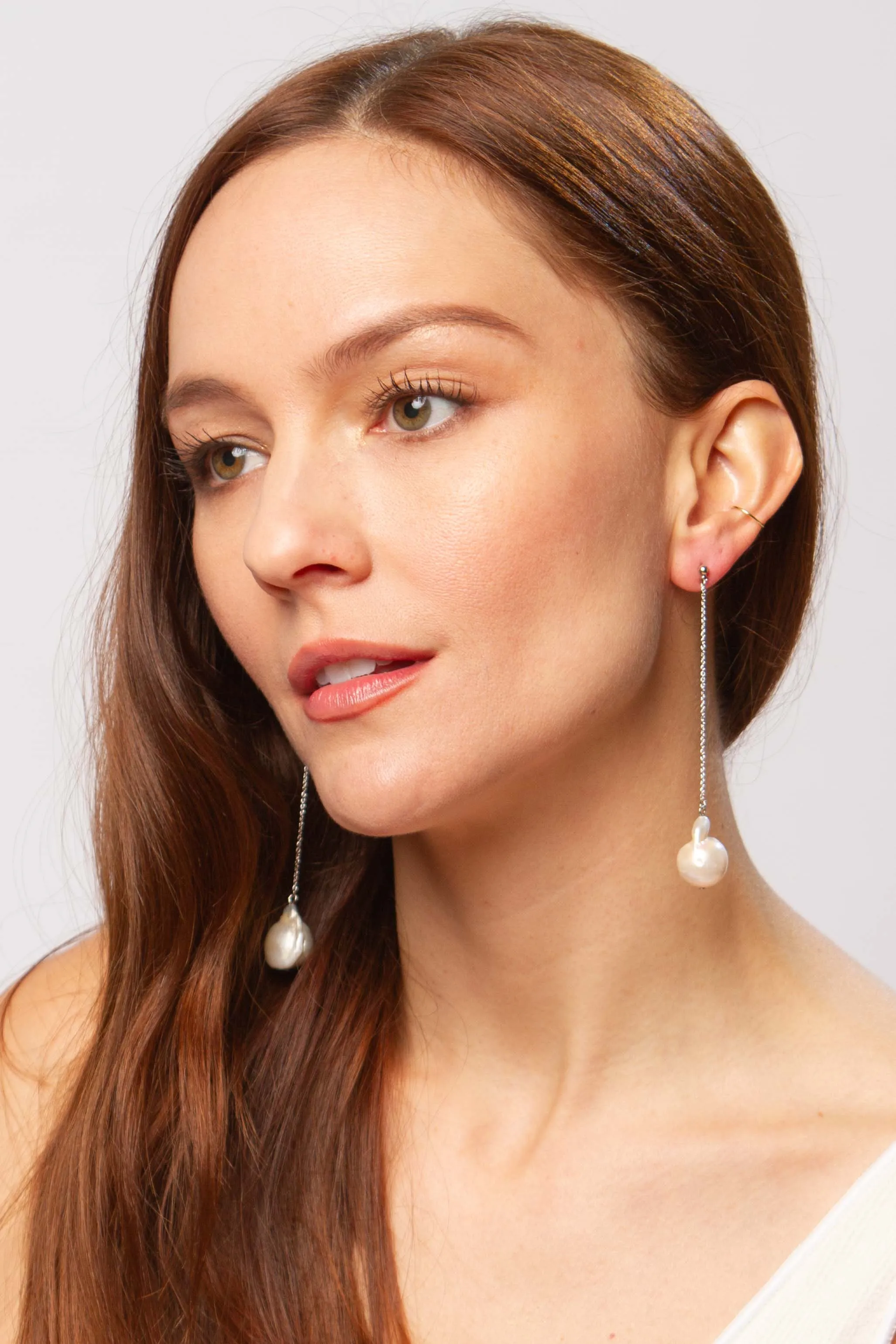 Tali white pearl earrings