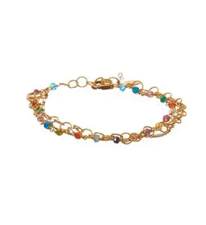 Tara Mix Gems and Textured Chain Bracelet