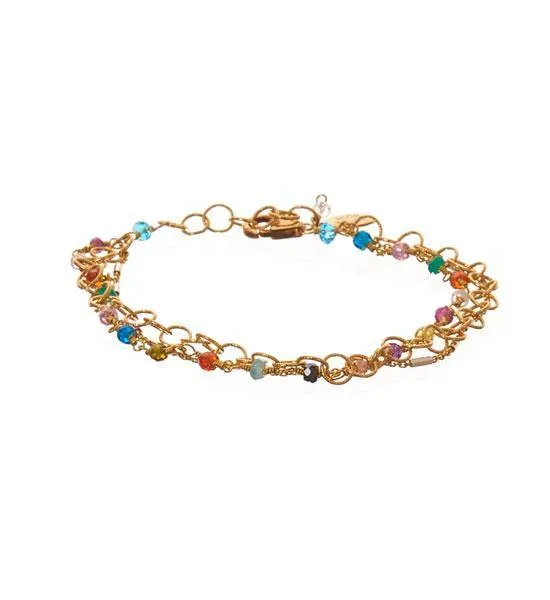 Tara Mix Gems and Textured Chain Bracelet