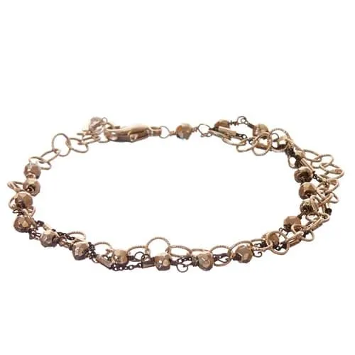 Tara Mixed Metal Pyrite and Textured Chain Bracelet