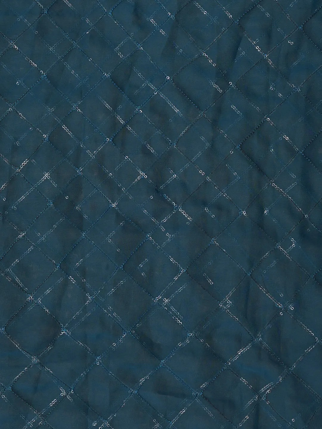 Teal Unstitched Embroidered Silk Georgette Dress Material With Dupatta