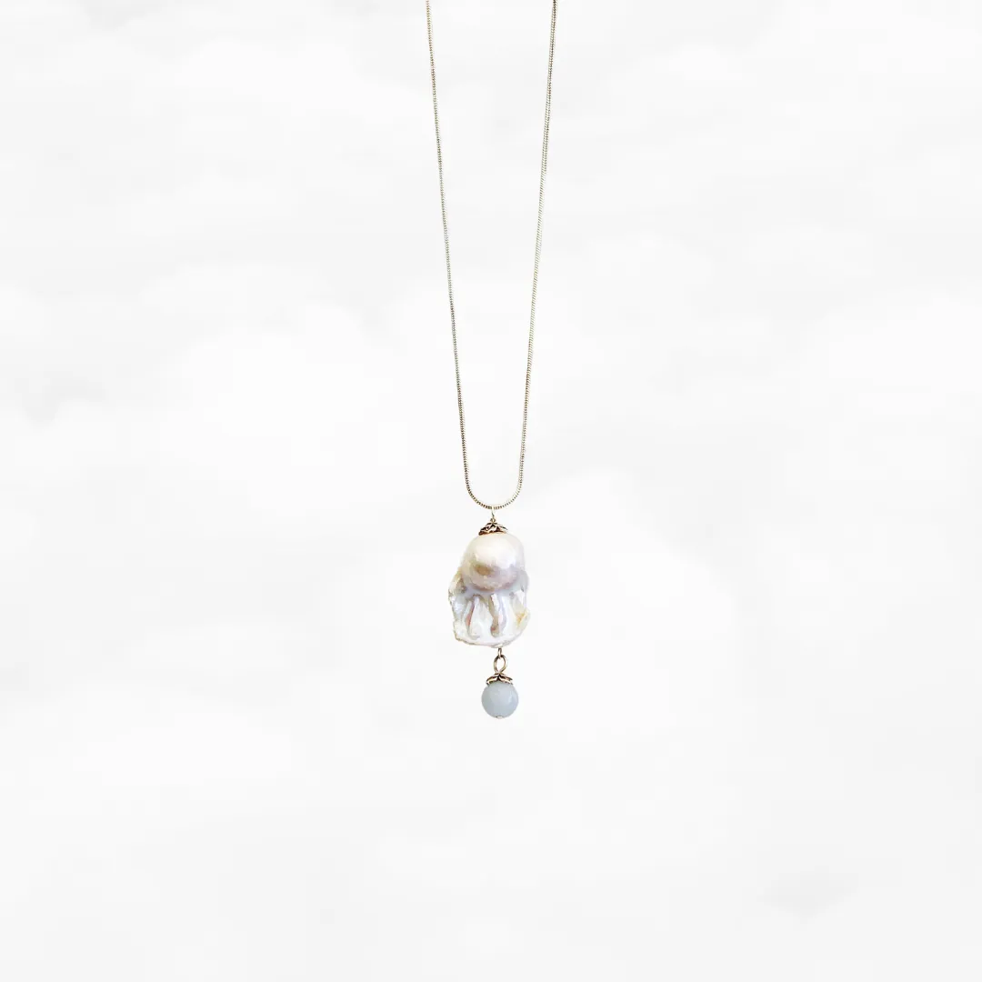 Tear of Compassion Large Baroque Pearl Pendant Necklace