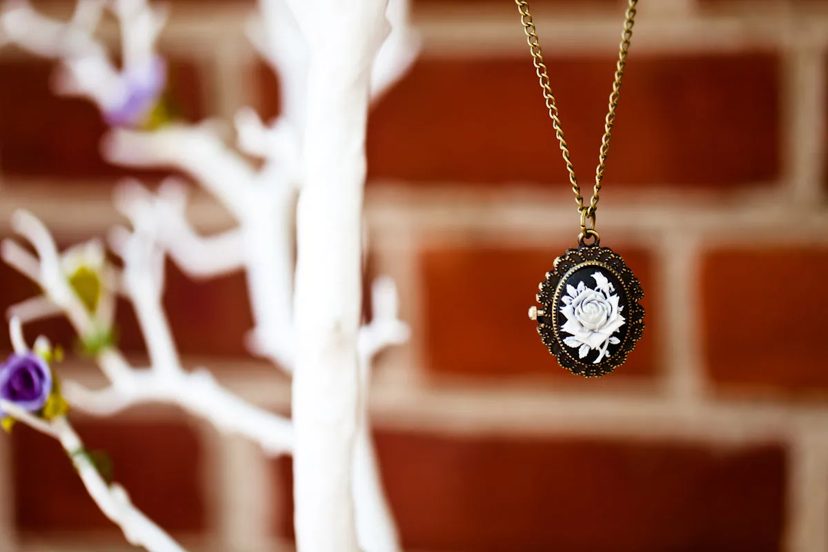 The Belle Pocket Watch (White Rose)