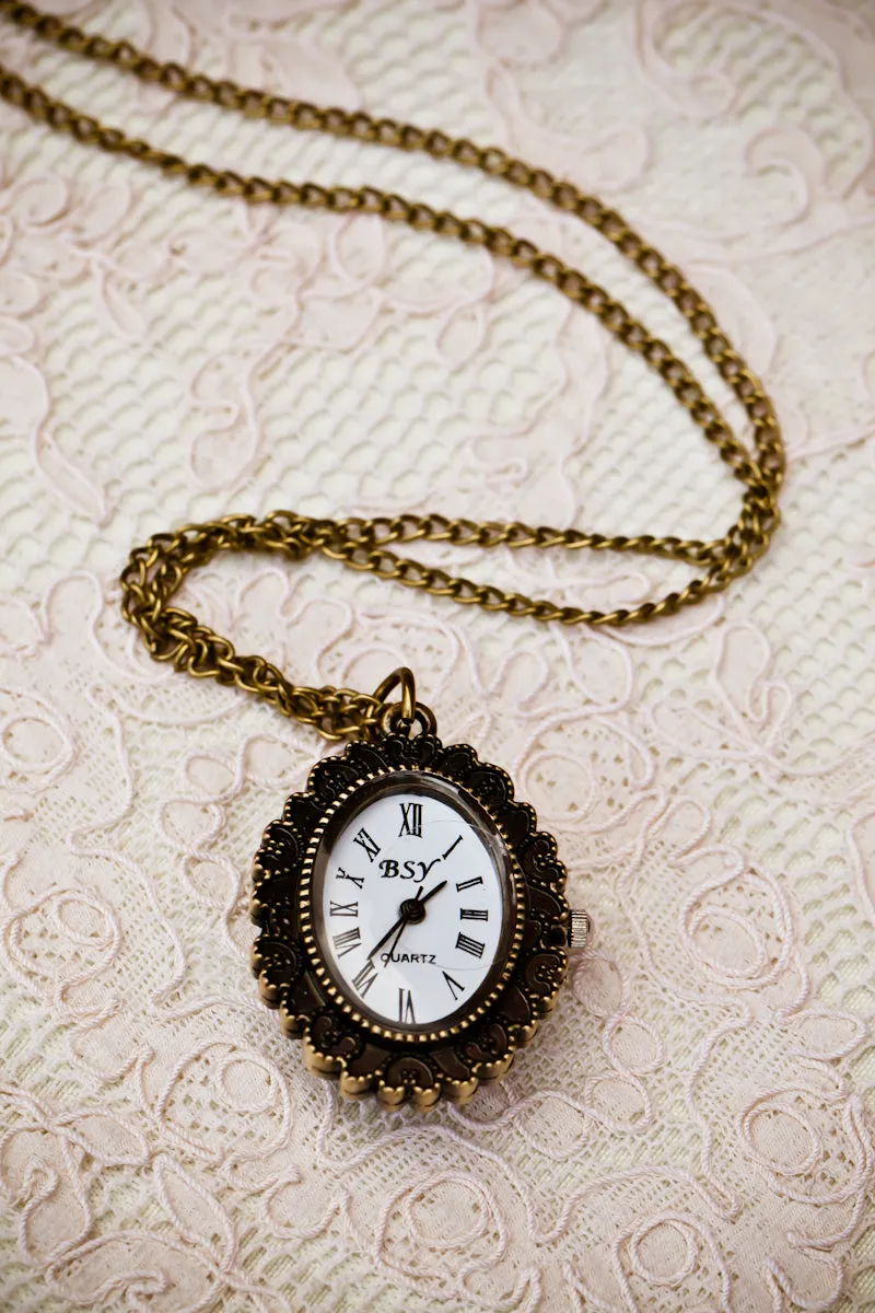 The Belle Pocket Watch (White Rose)