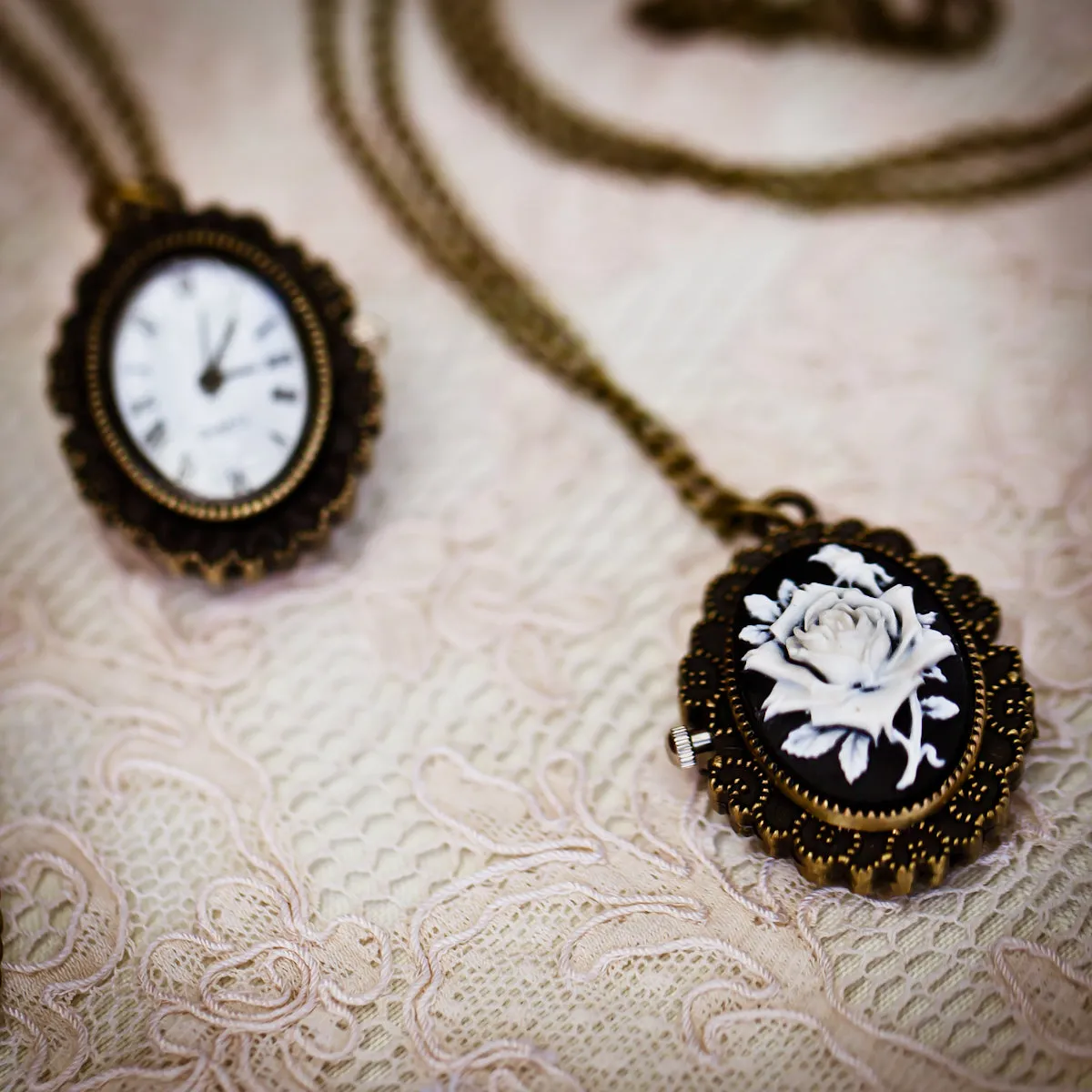 The Belle Pocket Watch (White Rose)