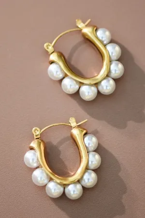 The Maleah 18K Gold Plated Pearl Hoop Earrings
