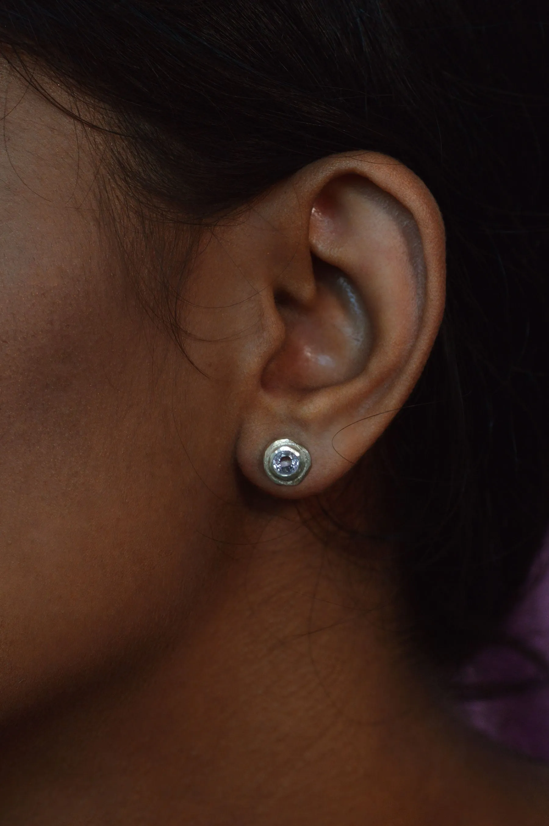 Trapeze Blue Sapphire Silver Earrings 598-03