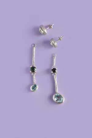 Trapeze Blue Sapphire Silver Earrings 598-03