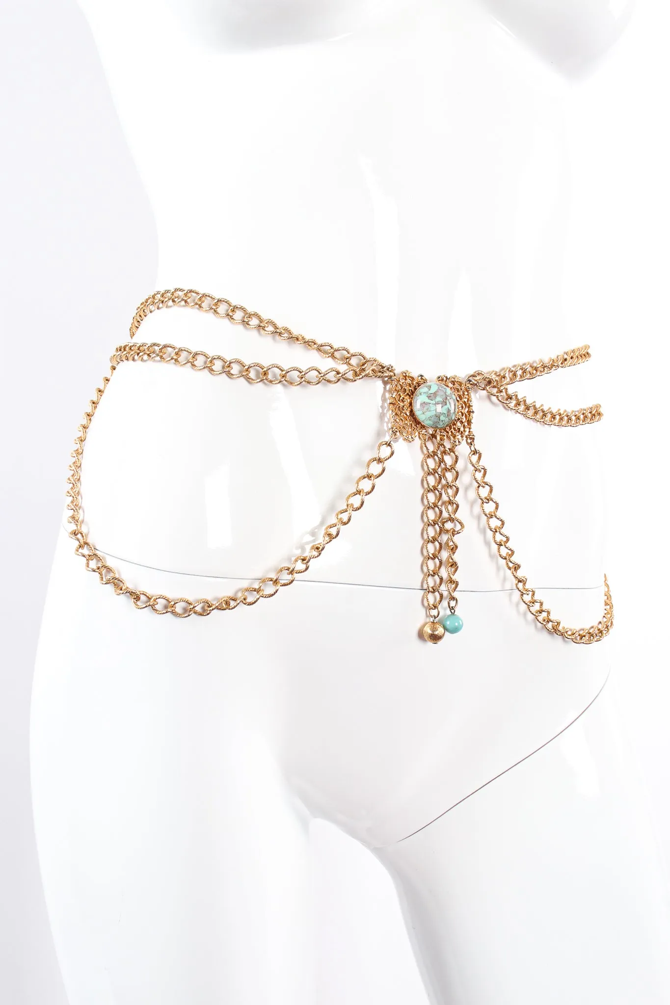 Turquoise Filigree Draped Chain Harness
