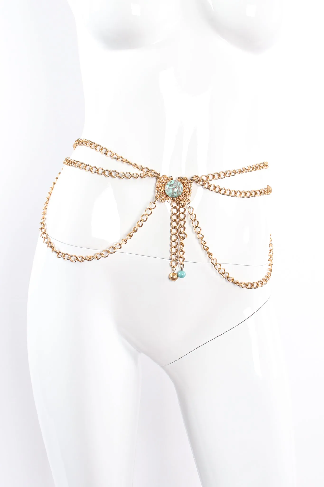 Turquoise Filigree Draped Chain Harness