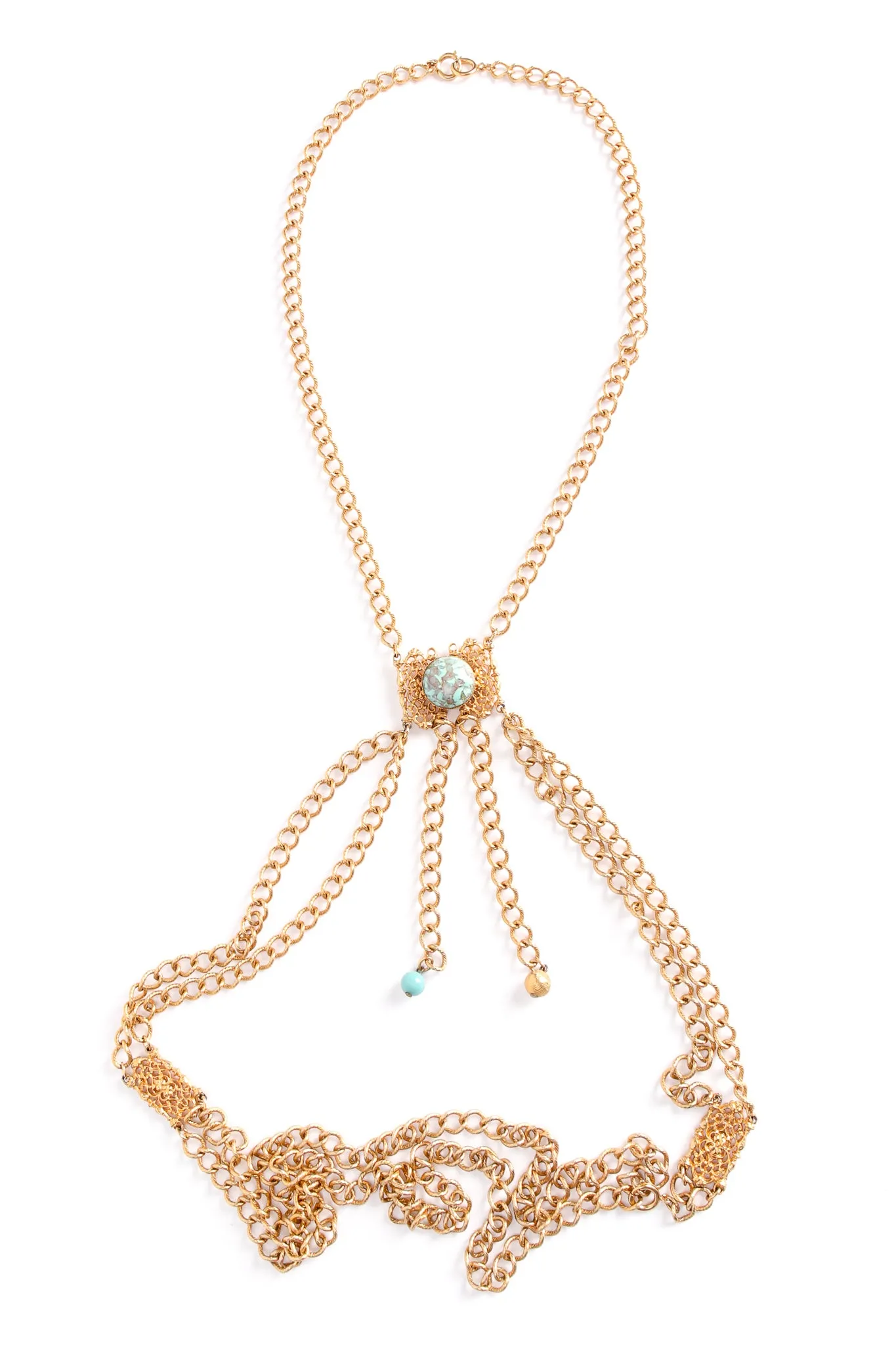 Turquoise Filigree Draped Chain Harness