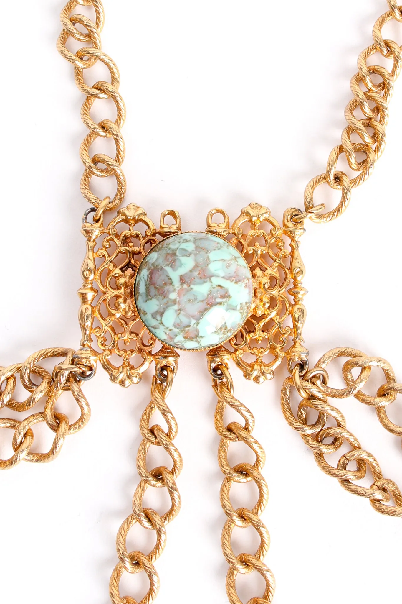 Turquoise Filigree Draped Chain Harness