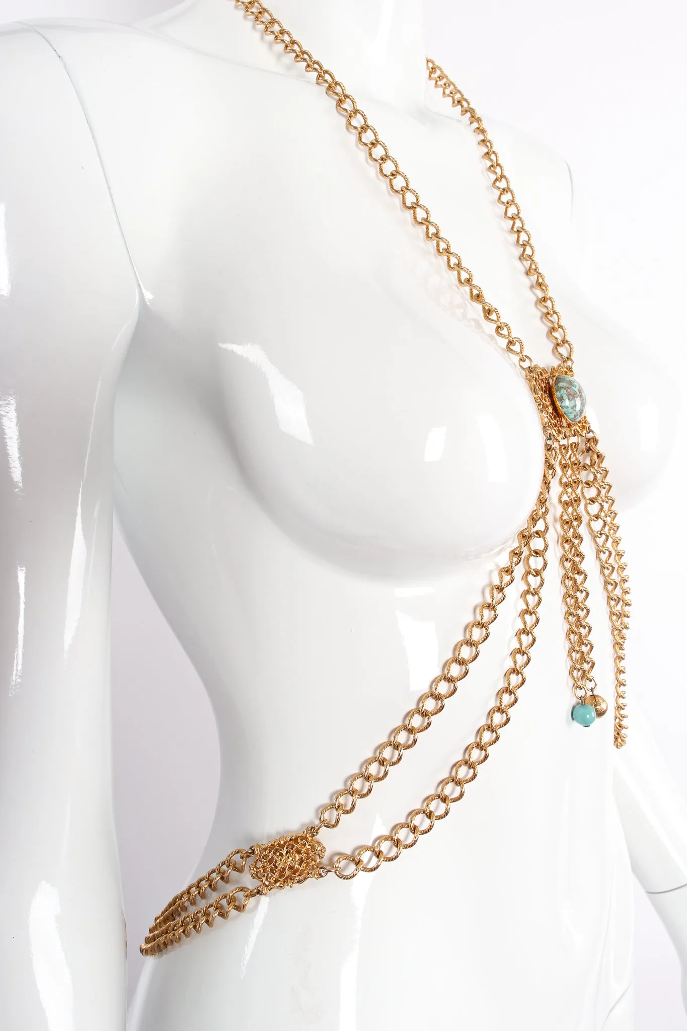 Turquoise Filigree Draped Chain Harness