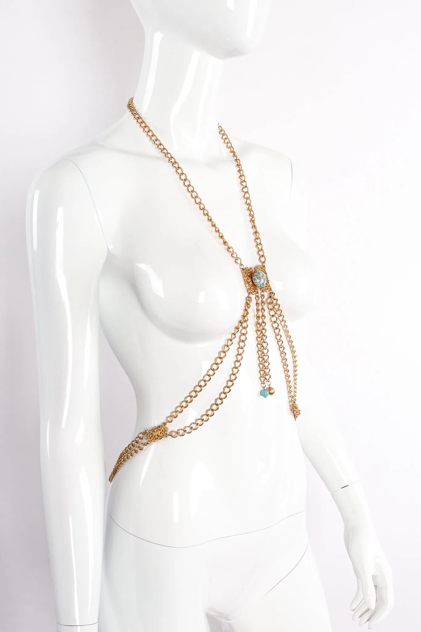 Turquoise Filigree Draped Chain Harness