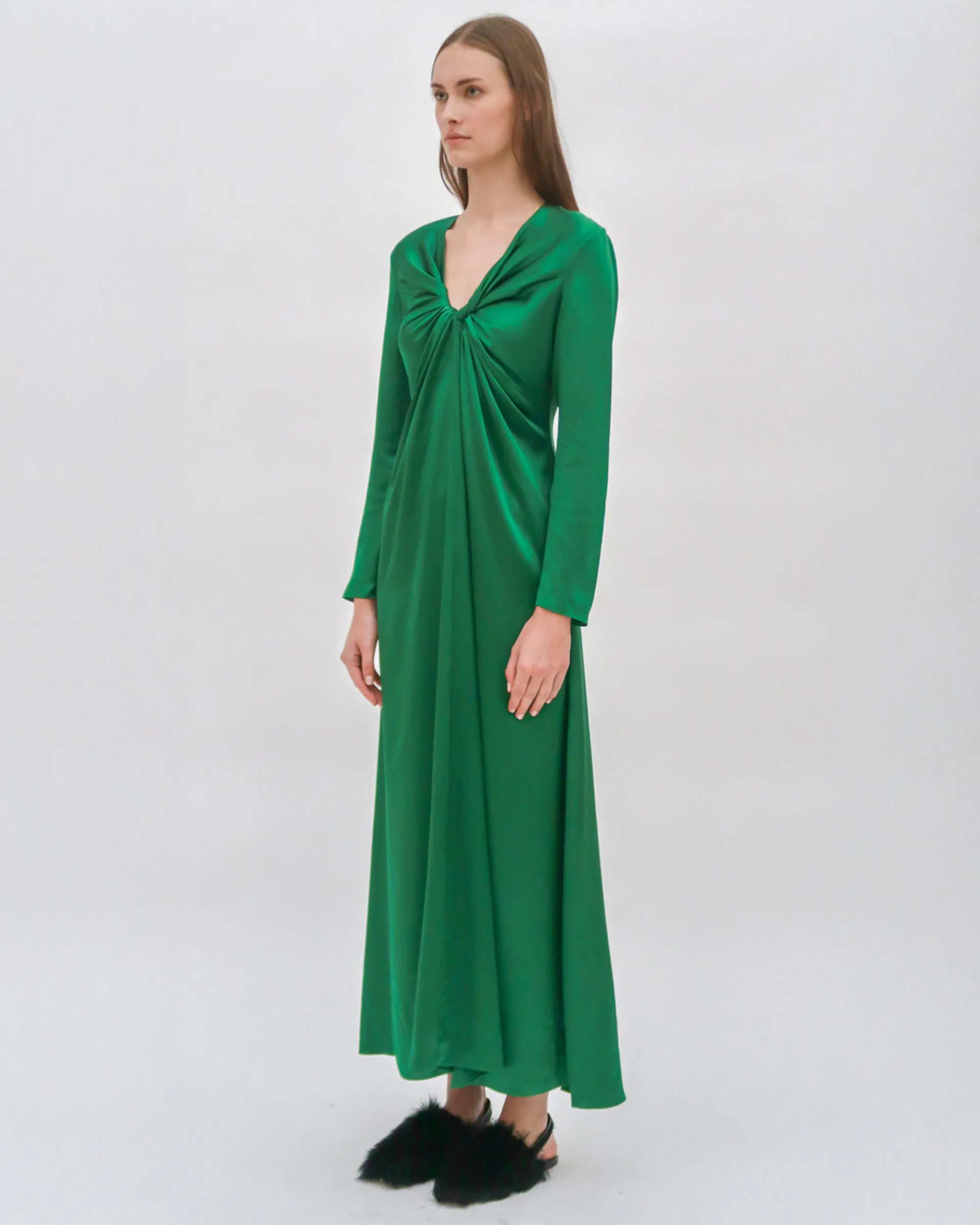 TWIST FRONT LONG SLEEVE GOWN